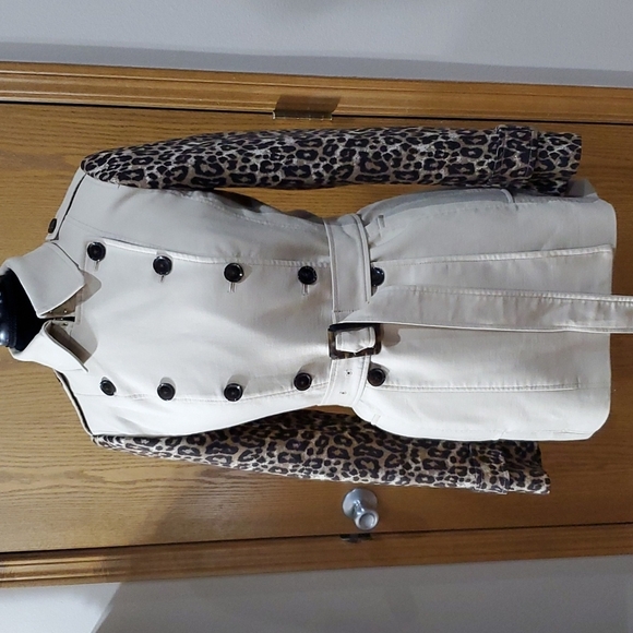 Banana republic double breasted leopard print tan belted jacket coat - Picture 1 of 12